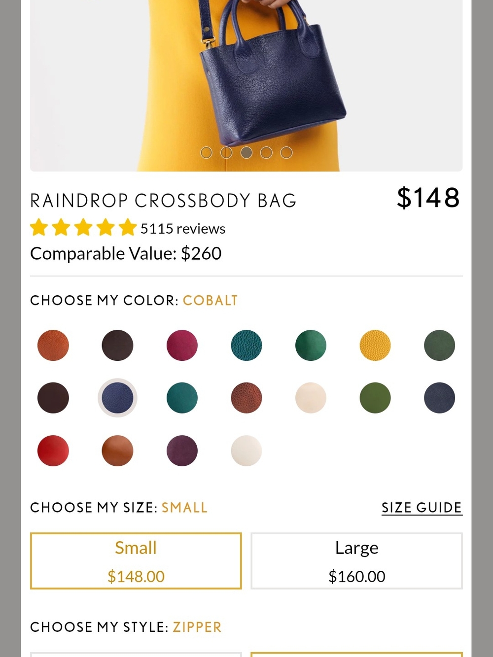 💙Portland Leather Small Rain Drop Cross Body Cobalt Blue w/ Ziipper💙 - Picture 15 of 15